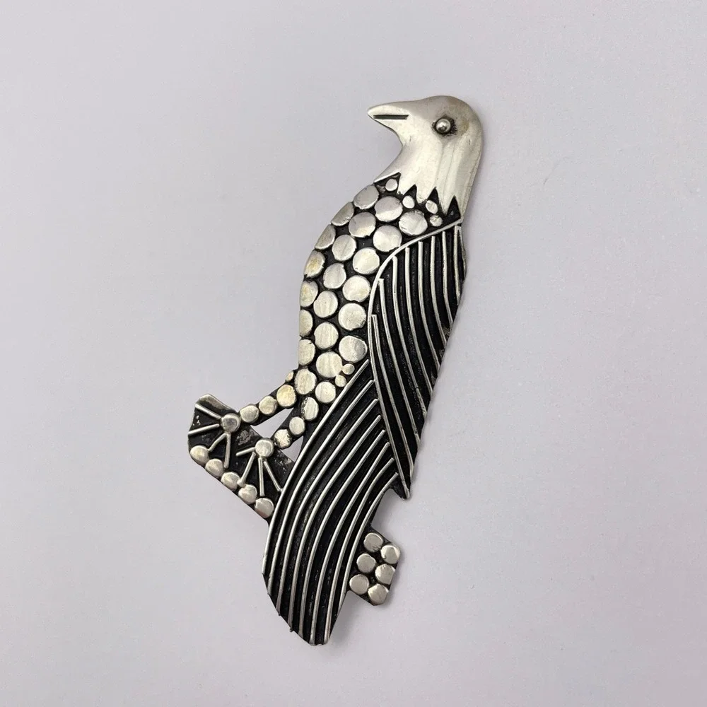 Vintage Sterling Silver Overlay Eagle Brooch‎ Bird Pin Wildlife Animal Jewelry